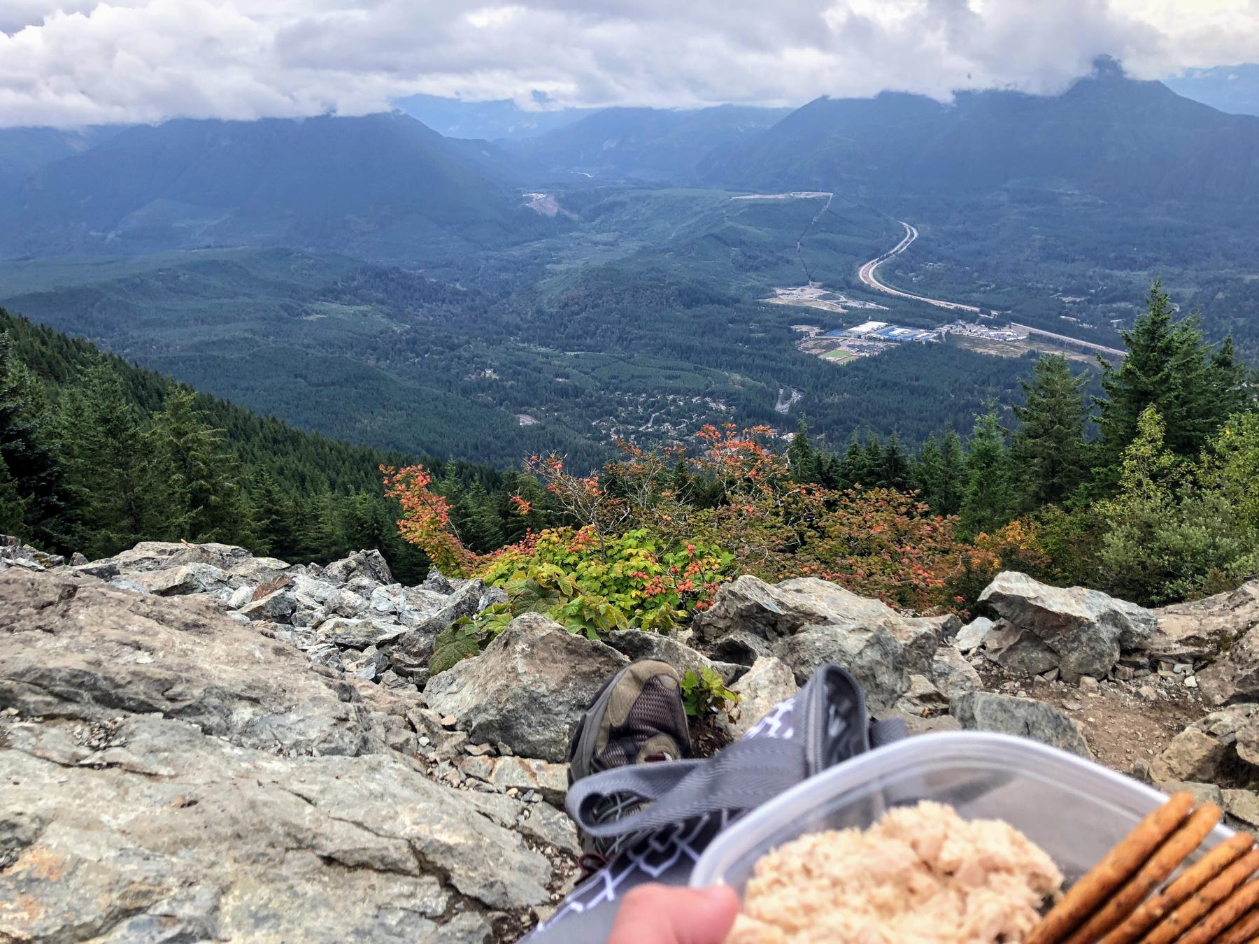 Eating lunch and looking over Snoqualmie