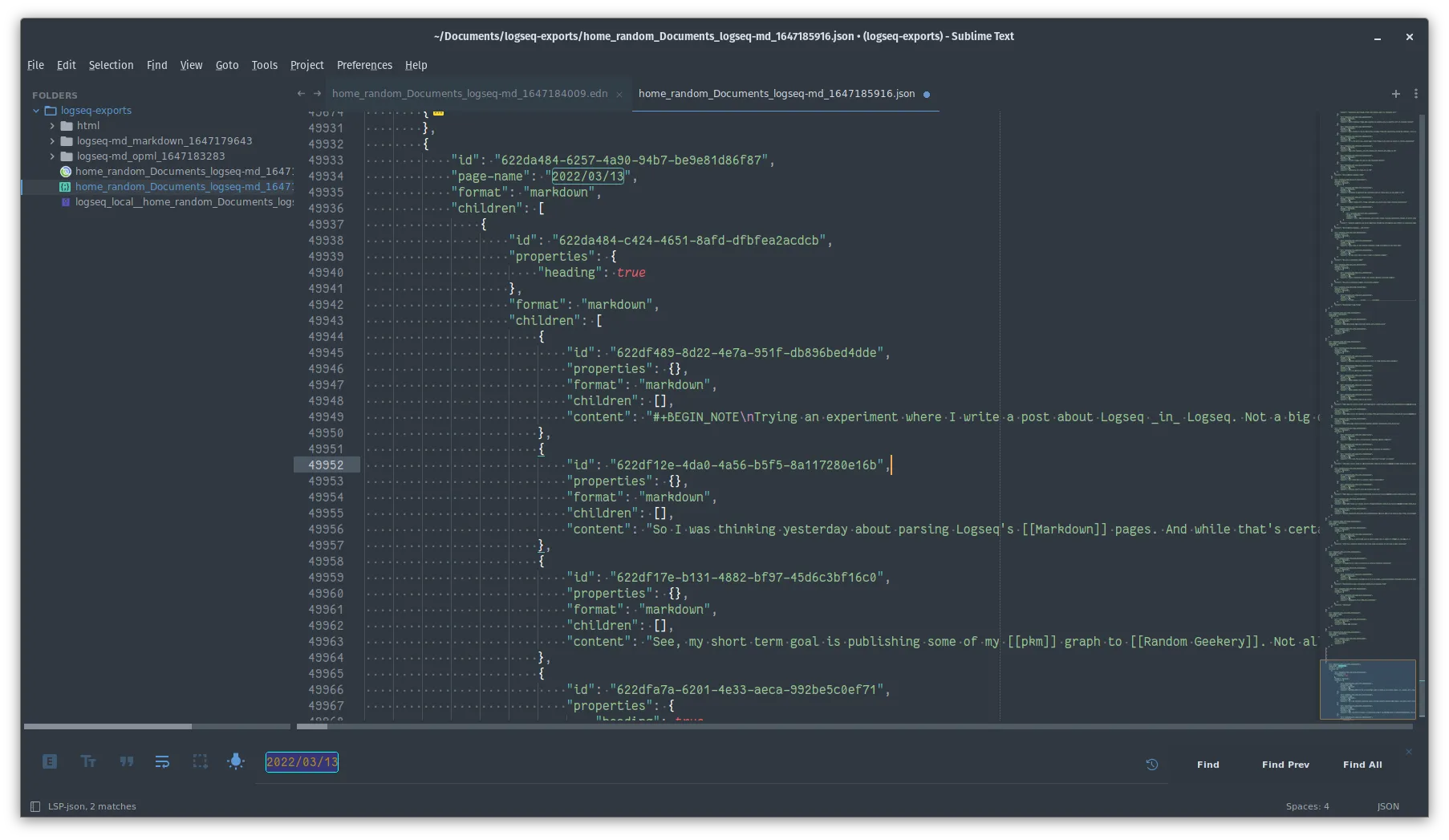 JSON view of the graph focusing on highlights of this page