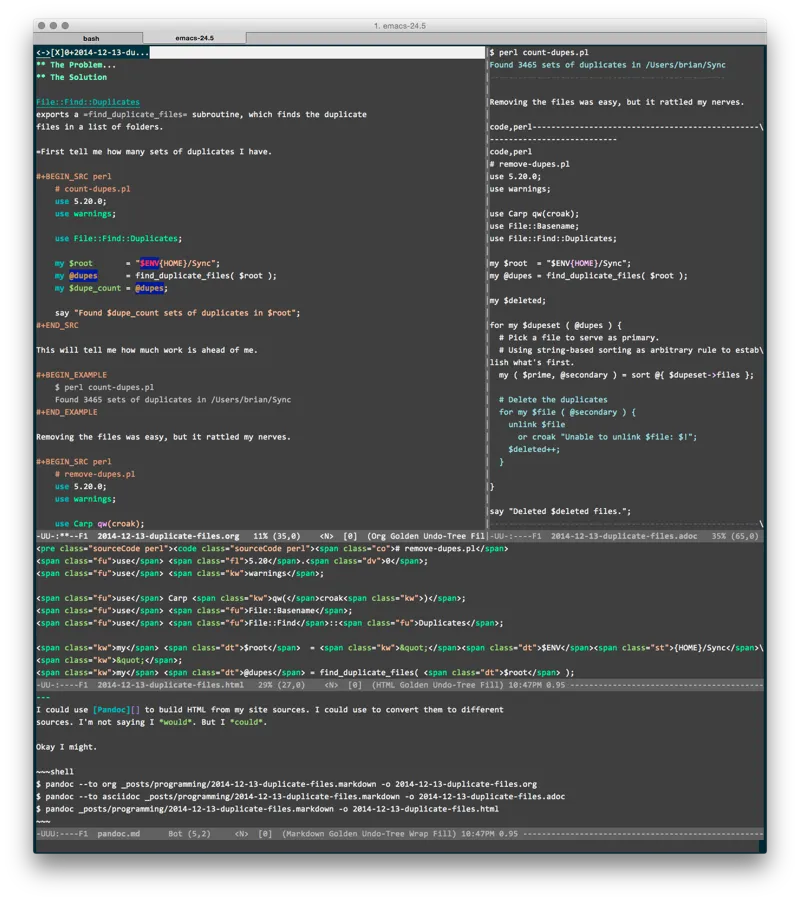 Pandoc output in Emacs