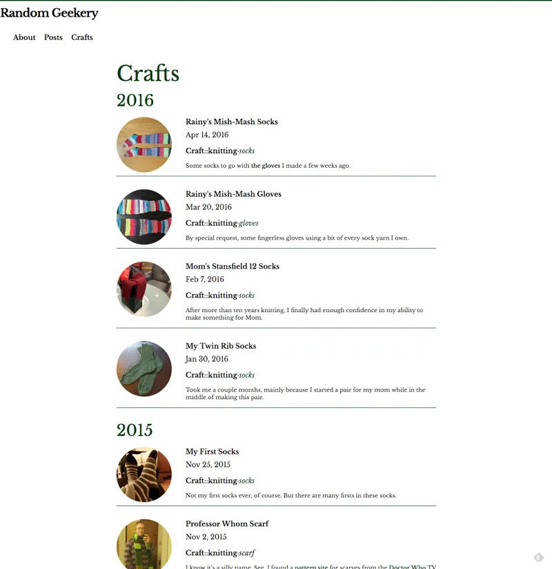 Now with headers for each year