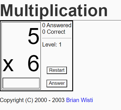 simple multiplication math drill