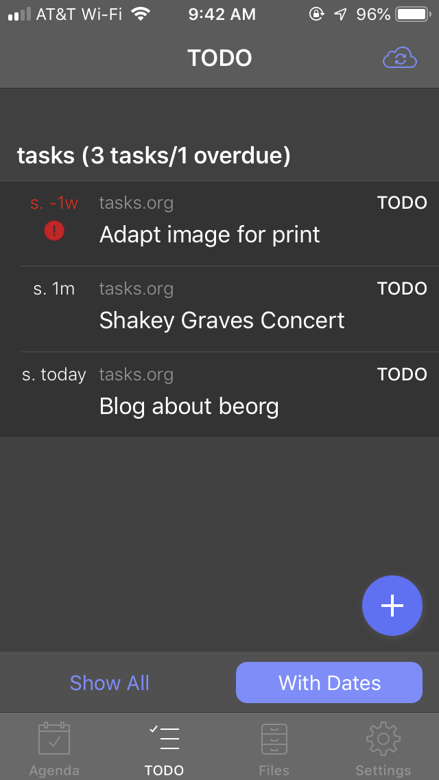 Filtered TODO view