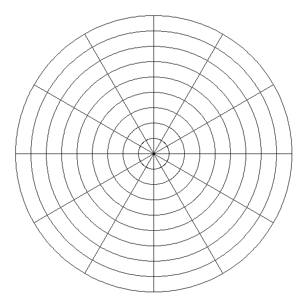 Concentric circles divided by pie slices