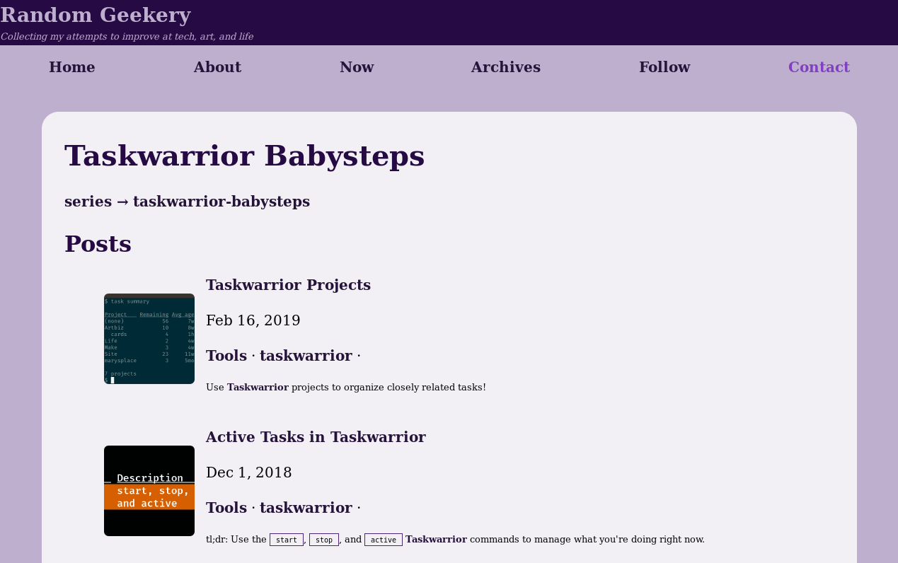 The Taskwarrior Babysteps series listing