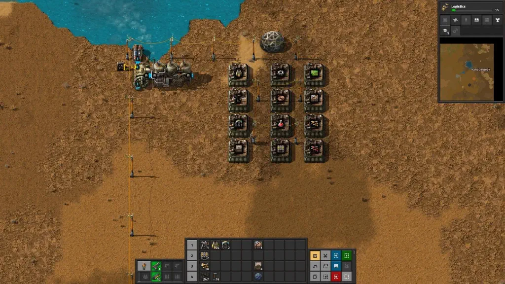 a small grid of factories set for making early game materials.