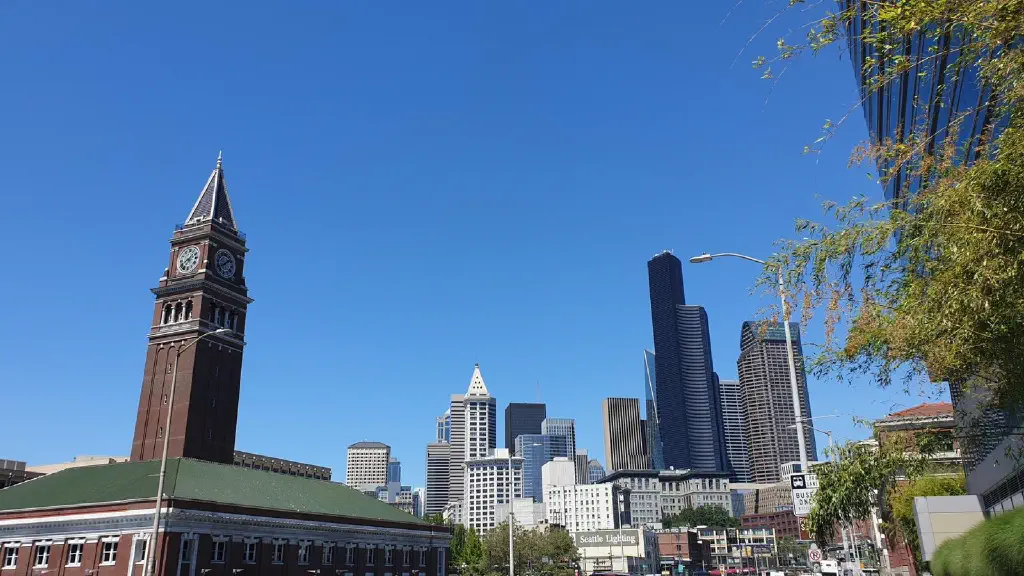 Seattle skyline under clear blue sky
