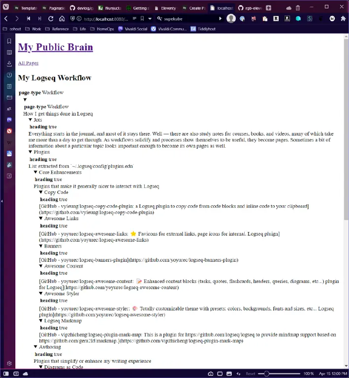 HTML rendering of a Logseq note as nested &ldquo;details&rdquo; elements with minimal styling