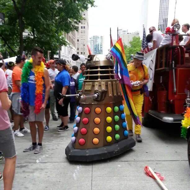 Rainbow Dalek at Pride Parade