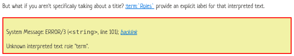 docutils error message