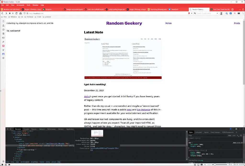 screenshot of continued site progress