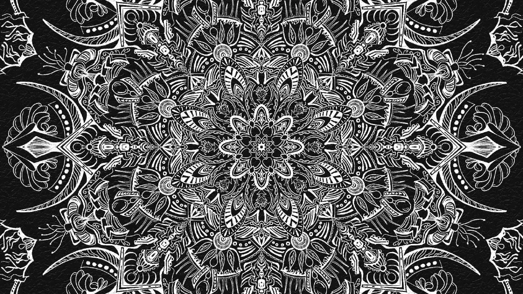 Black and white kaleidoscopic drawing