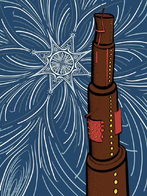 Cartoon tower with symmetric design filling background