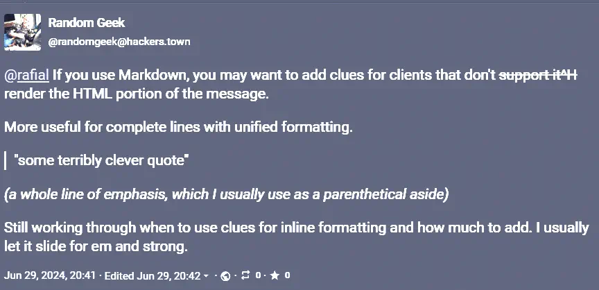 rendered version of my post with “support it^H” stroked through