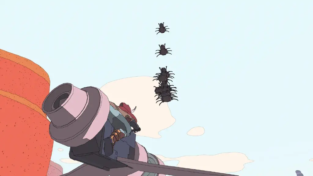 Sable game screenshot with several beetles stacked over each other, floating in midair