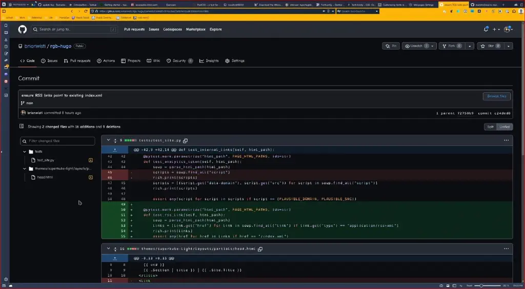 a git commit viewed on Github, with OpenDyslexic for the code font and Comic Neue for everything else