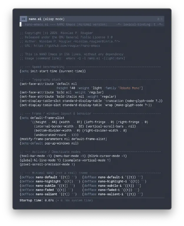 dark mode view of Emacs theme