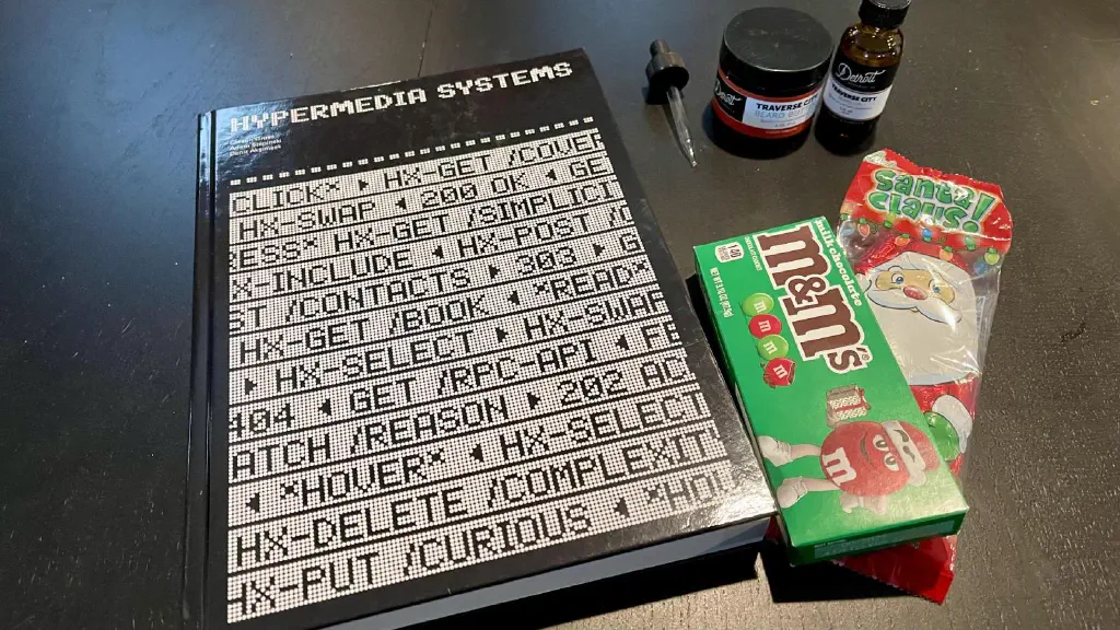 Chocolate, Detroit brand beard products, and the book Hypermedia Systems