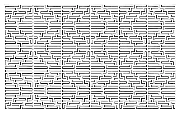 Intricate tiled maze-like pattern drawn created from a single line