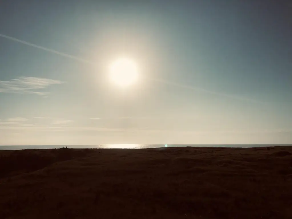 Sun and clear sky over a beach