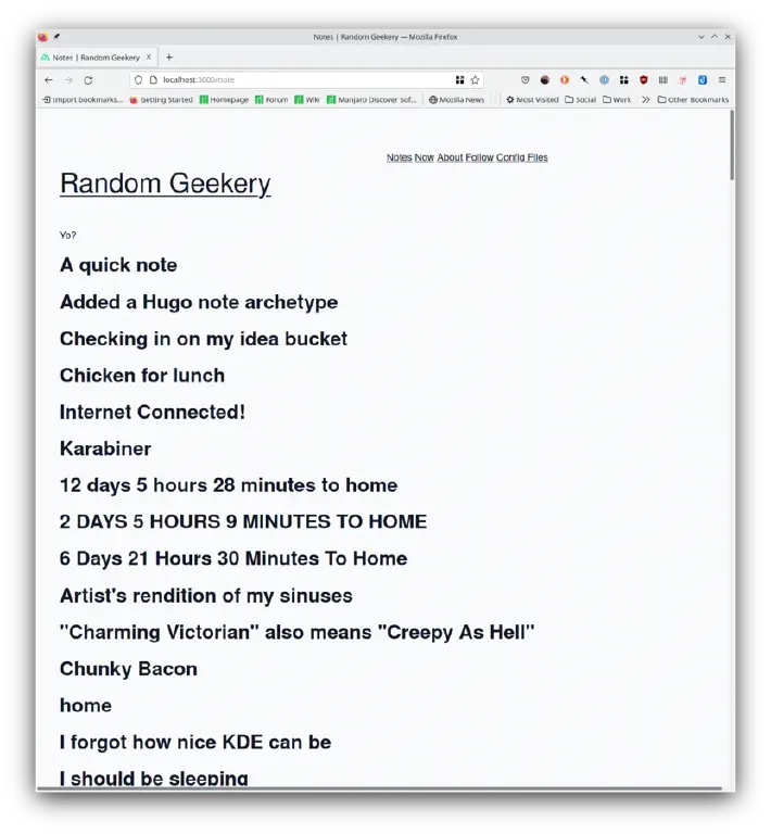 screenshot of note titles in a blog