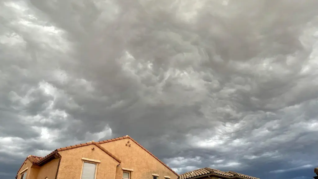 Swirl of storm clouds crashing into each other overhead. 