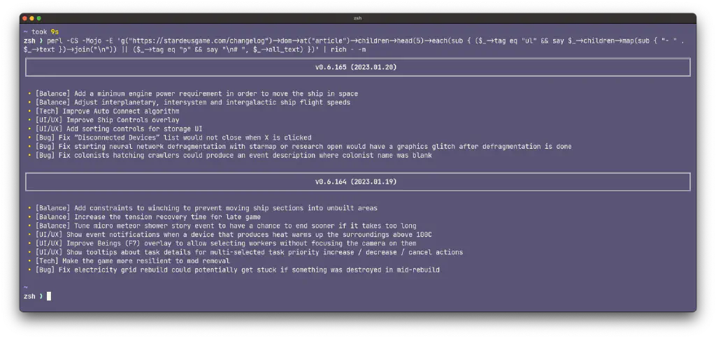 nicely formatted output from perl one-liner