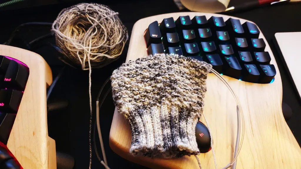 In progress sock: cuff and part of leg