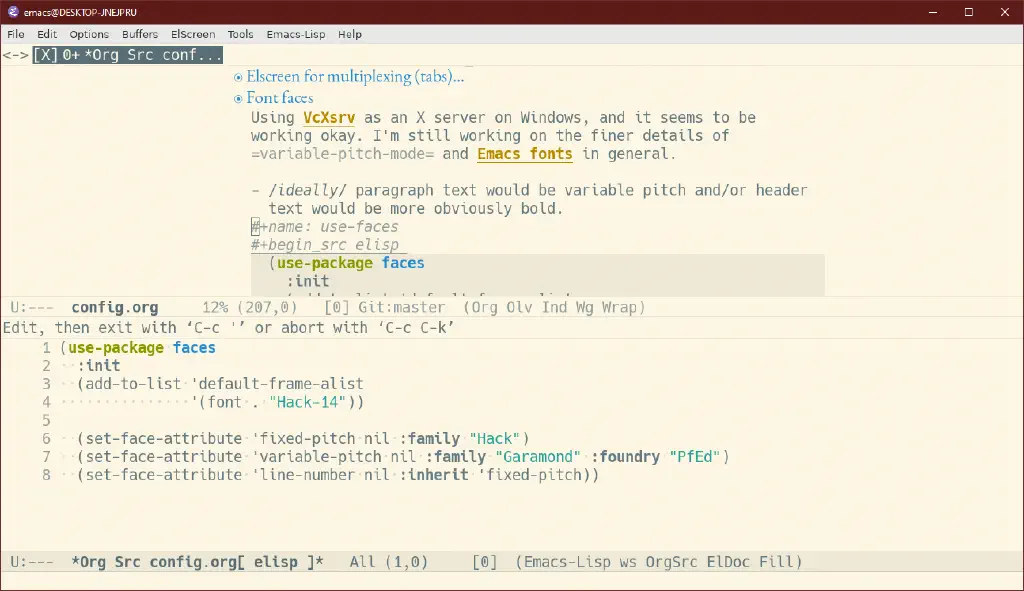 Emacs org mode screen shot