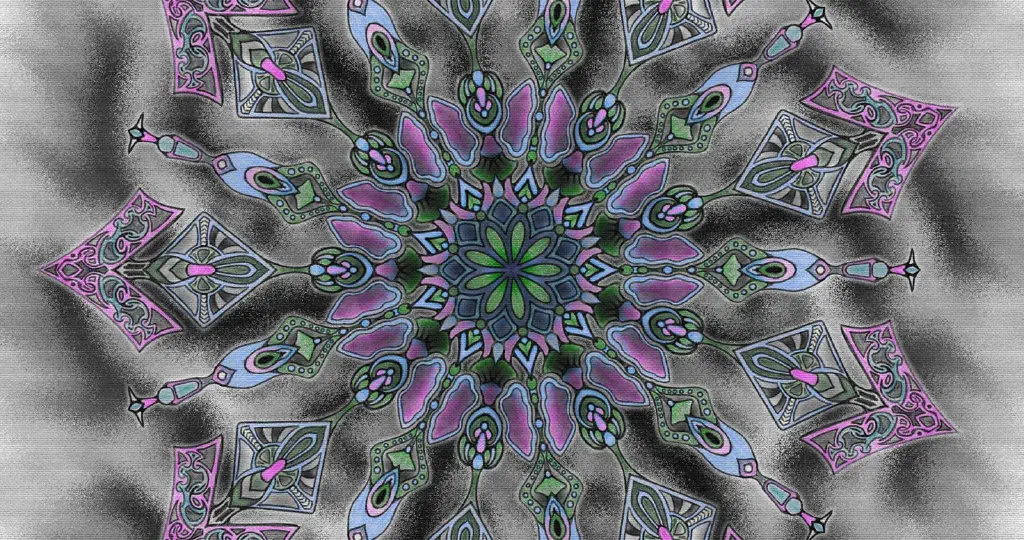 Blue and pink radial symmetry drawing