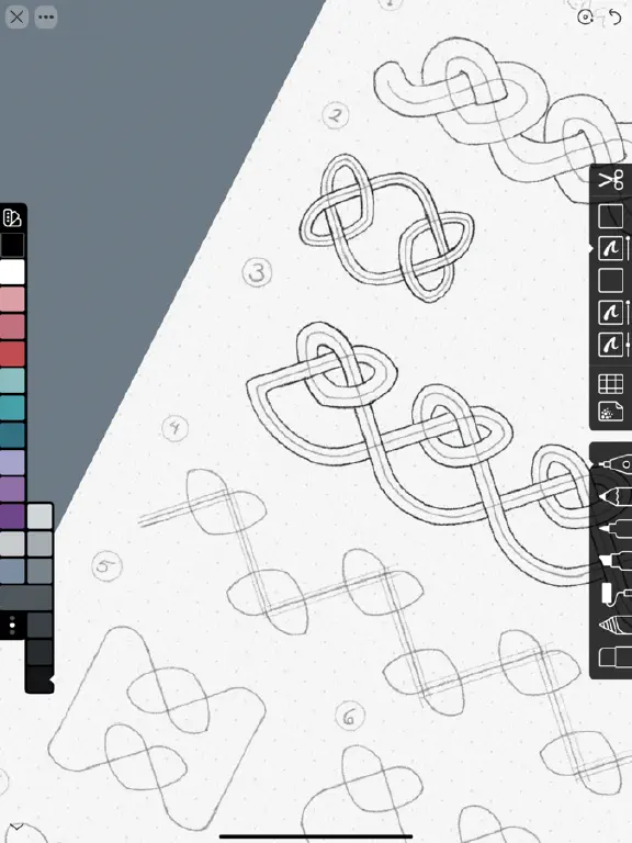 Screenshot of drawing practice knots in progress