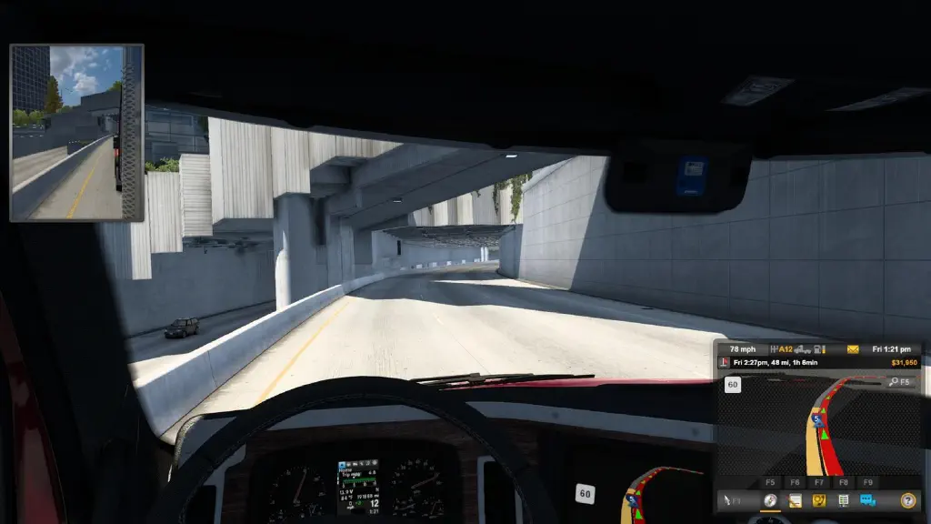 in-game screenshot of I-5 Northbound in Seattle right by Freeway Park