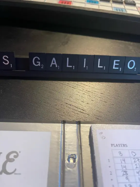 Scrabble tiles spell “Galileo”