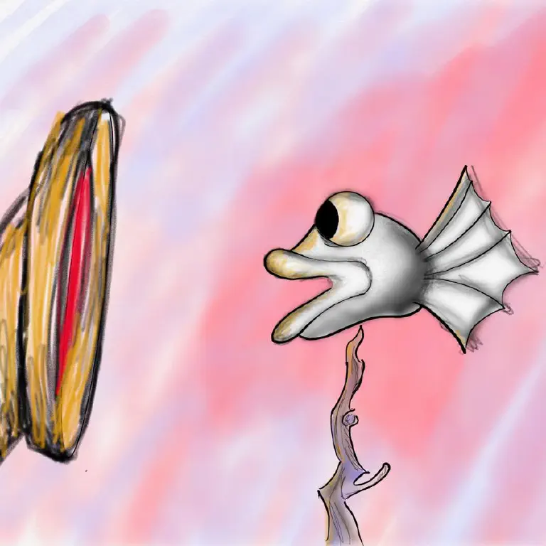 A cartoony drawing that looks more or less like the text attempted to describe