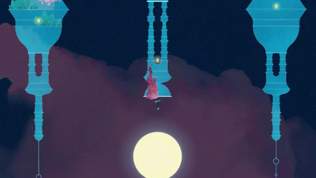 Screen / gravity flipped; towers pointing down from top of screen