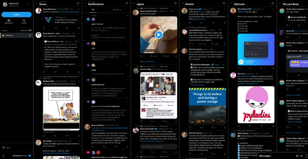 New TweetDeck, with avatars to the side of tweets in each column
