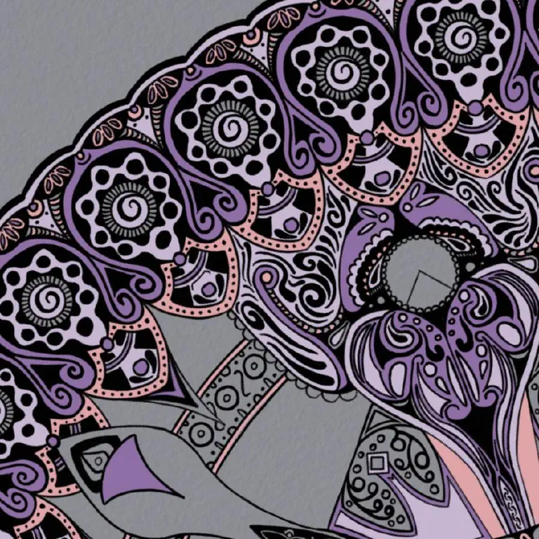 Detail of symmetry drawing with some regions colored