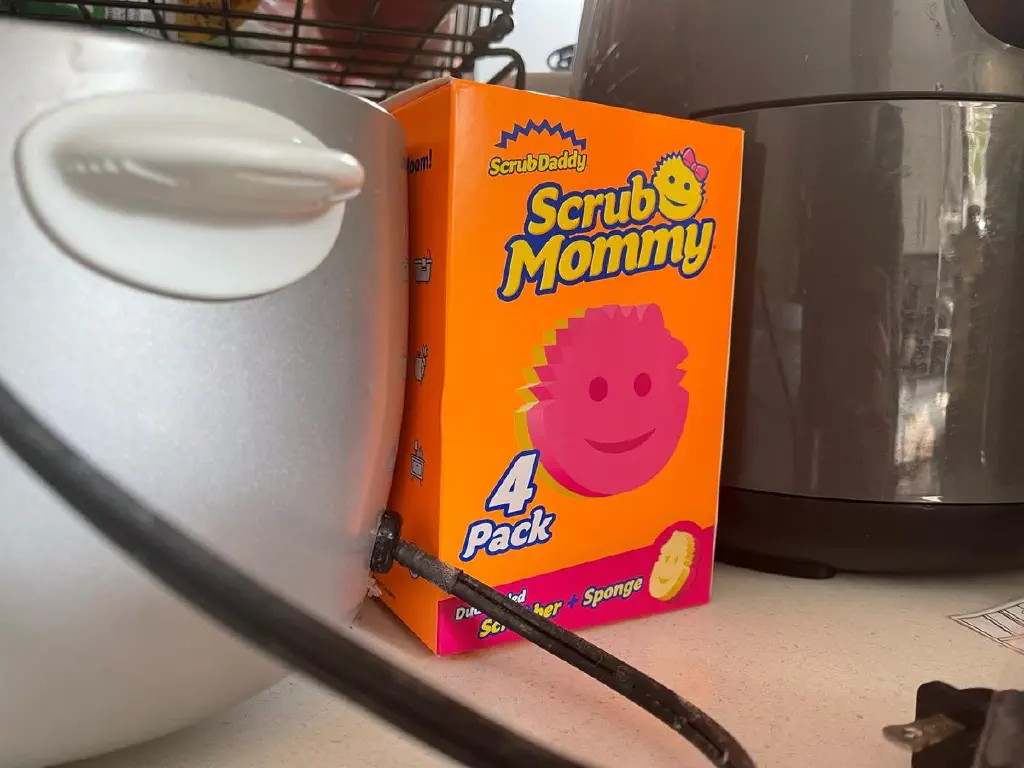Package of Scrub Daddy brand Scrub Mommy scrubbing sponges