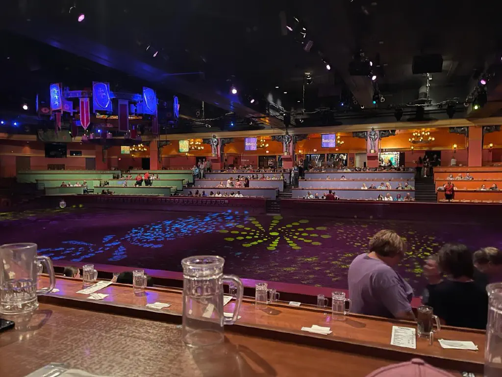 People seating and getting ready for Tournament of Kings medieval themed dinner show