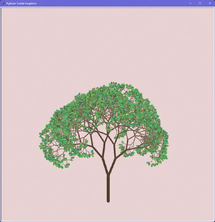 A fractal tree with dark green circles for leaves