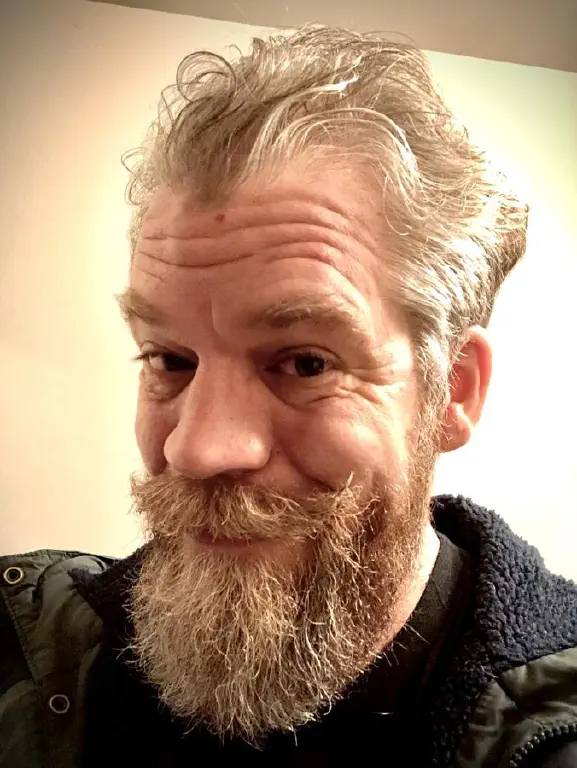 Selfie with awkwardly waxed mustache