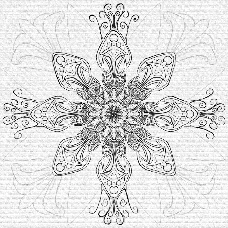 Vaguely floral radial symmetry drawing in progress