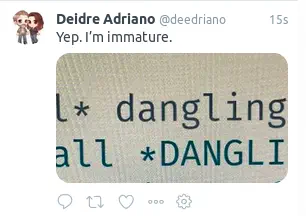 screenshot of cropped screenshot text reading &ldquo;dangling DANGLING&rdquo;