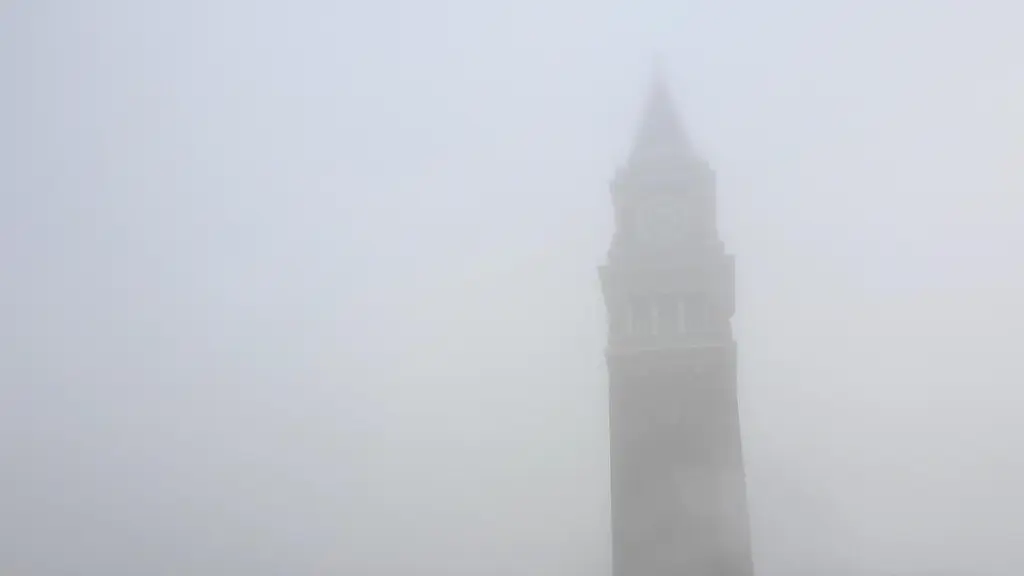 Clock tower obscured by thick fog