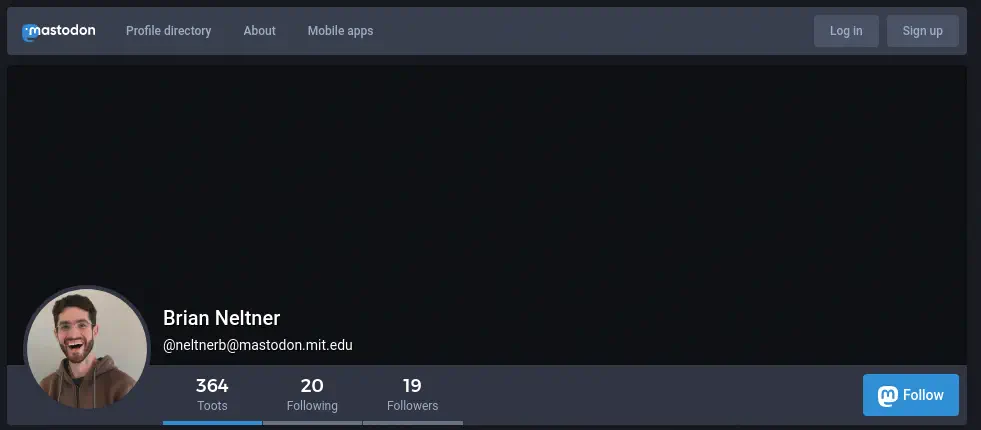 Profile page with Follow button