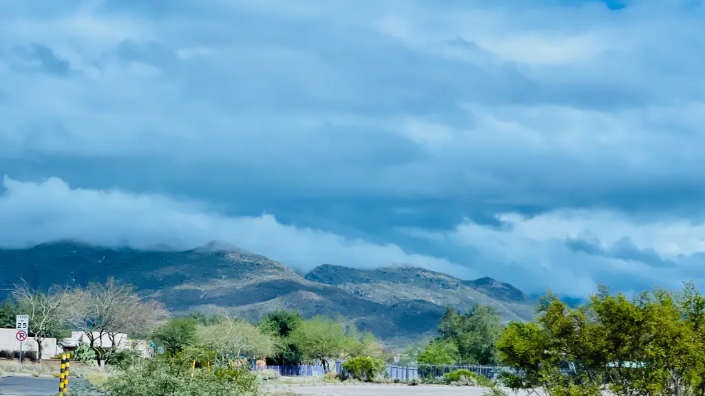 clouds rolling over desert mountains