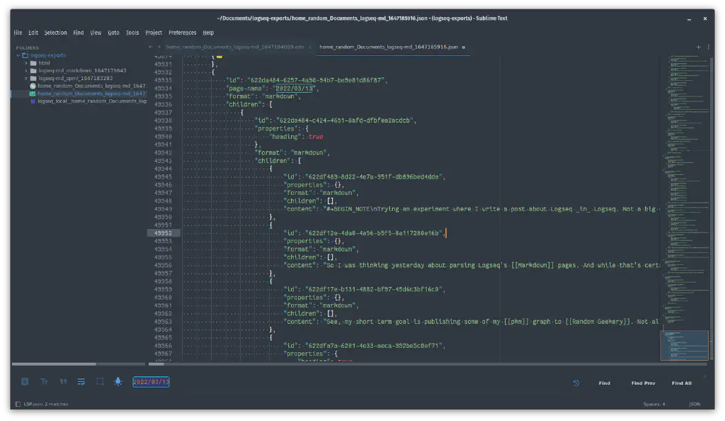 Roam JSON view of the graph focusing on this page