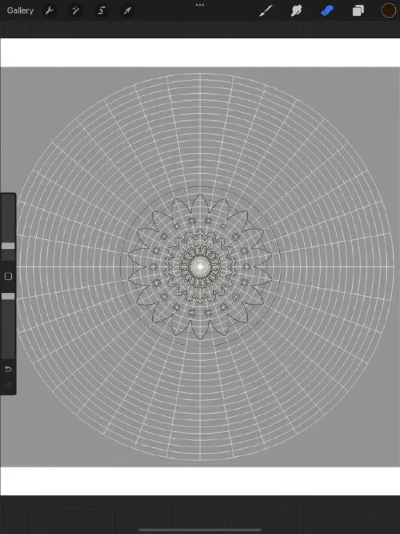 Beginnings of circular symmetry drawing over circle grid