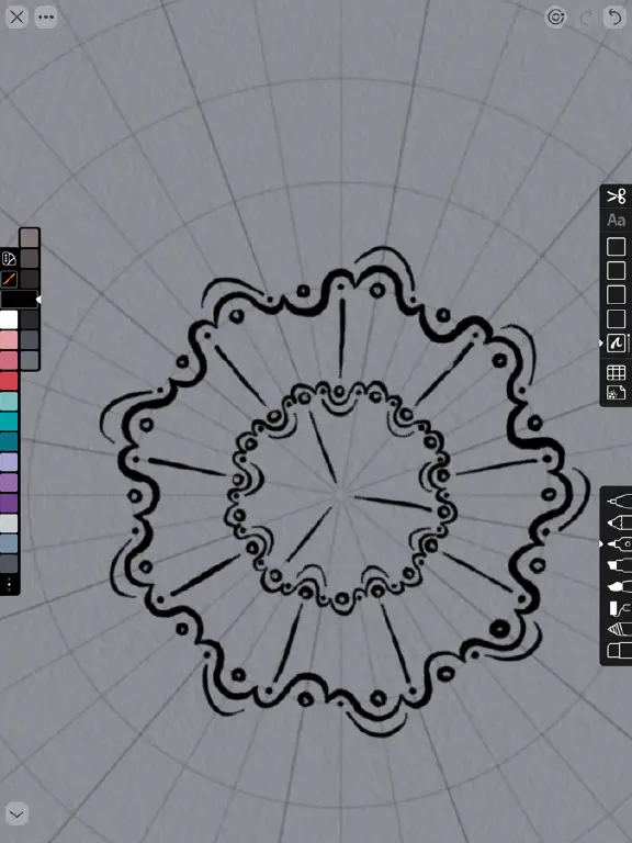 Linea Sketch with symmetrical linework around a circular grid