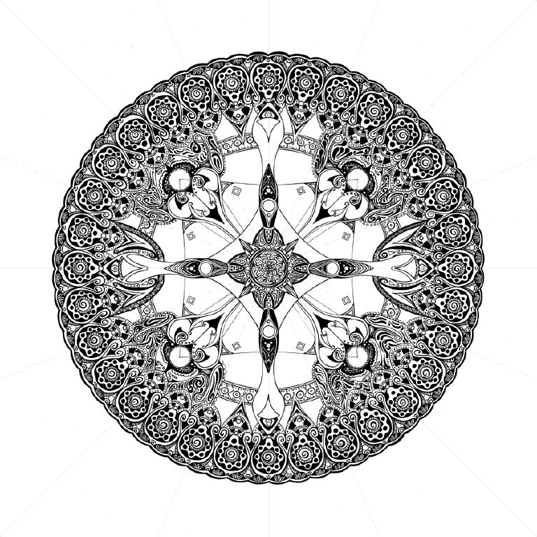 In progress elaborate radial symmetry drawing