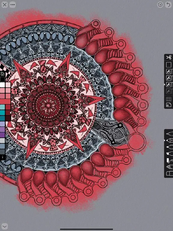 Screenshot of Linea Sketch iPad app with in progress radial symmetry image